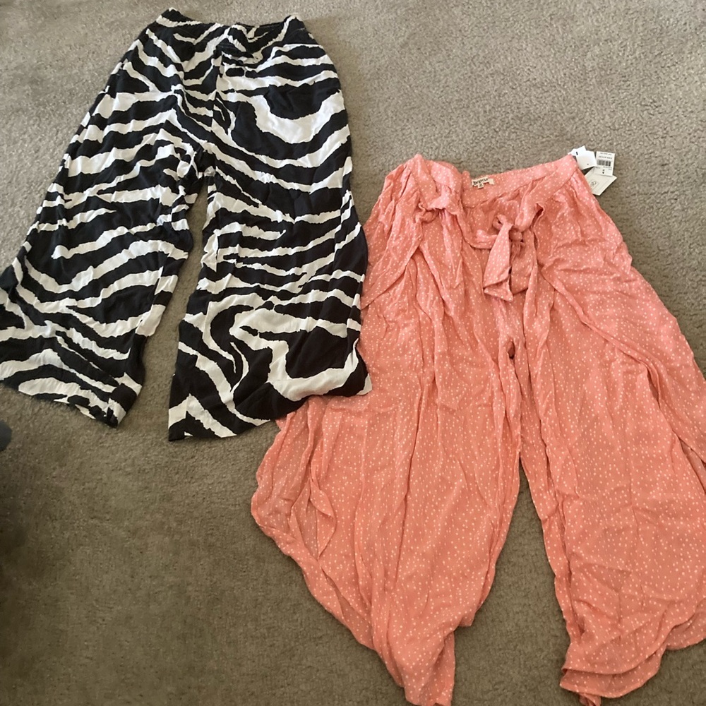 Rip Curl Coral Pink Polka Dot Wide-Leg Palazzo Pants